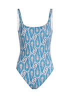 Etro Printed Low-back Swimsuit Blue
