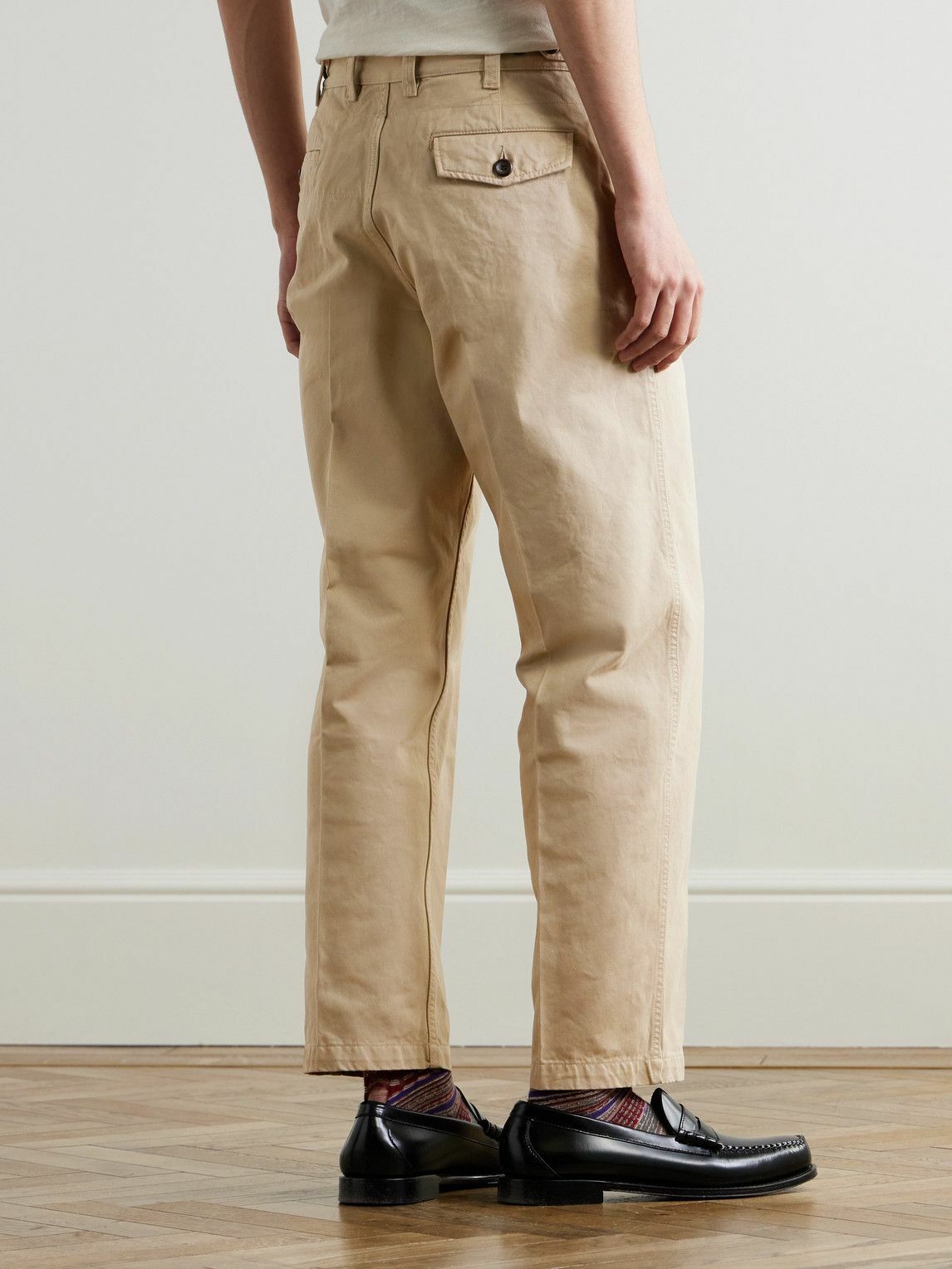 Drake's - Straight-Leg Peached Cotton-Twill Trousers - Neutrals