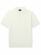 Brioni - Basketweave Cotton, Silk and Cashmere-Blend Polo Shirt - White