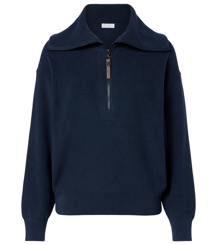 Photo: Brunello Cucinelli Monili cotton half-zip sweater