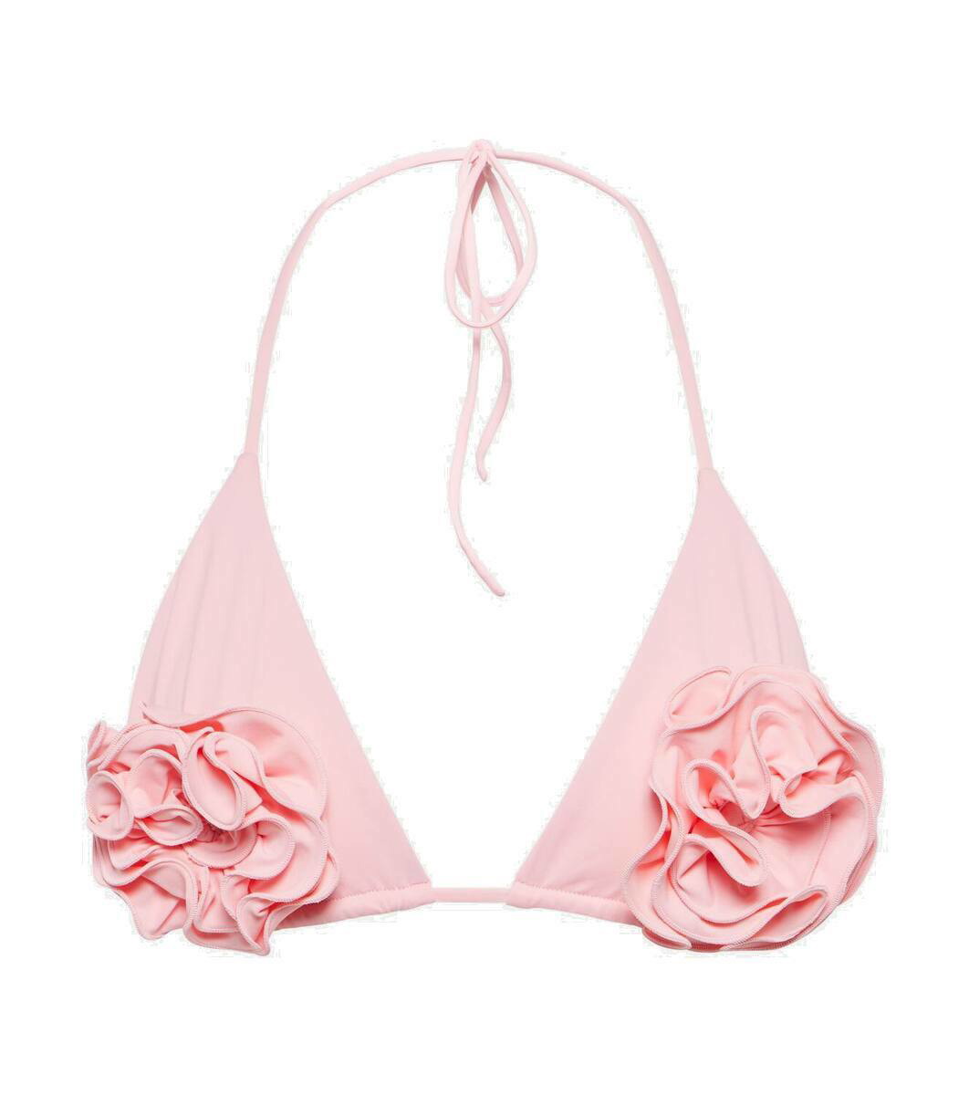 Floral appliqué triangle bikini top