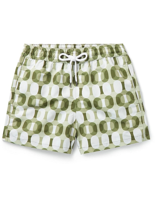 Photo: Frescobol Carioca - Ipanema Slim-Fit Short-Length Printed Recycled Swim Shorts - Green