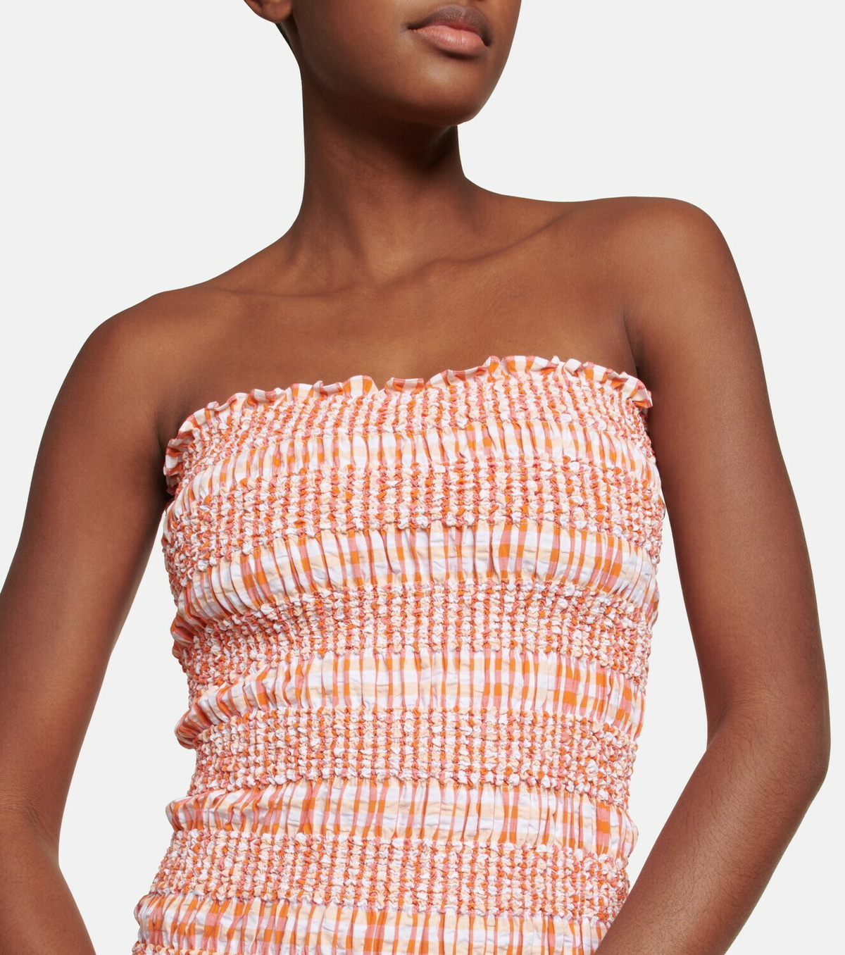 Kenzo - Shirred gingham cotton midi dress Kenzo