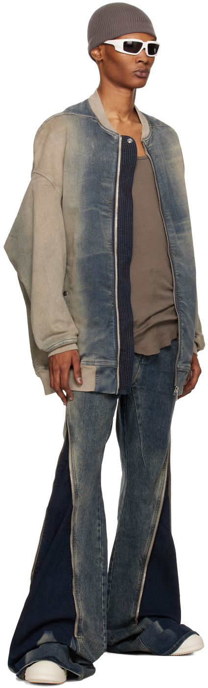 Rick Owens DRKSHDW Blue & Off-White Jumbo Denim Bomber Jacket Rick