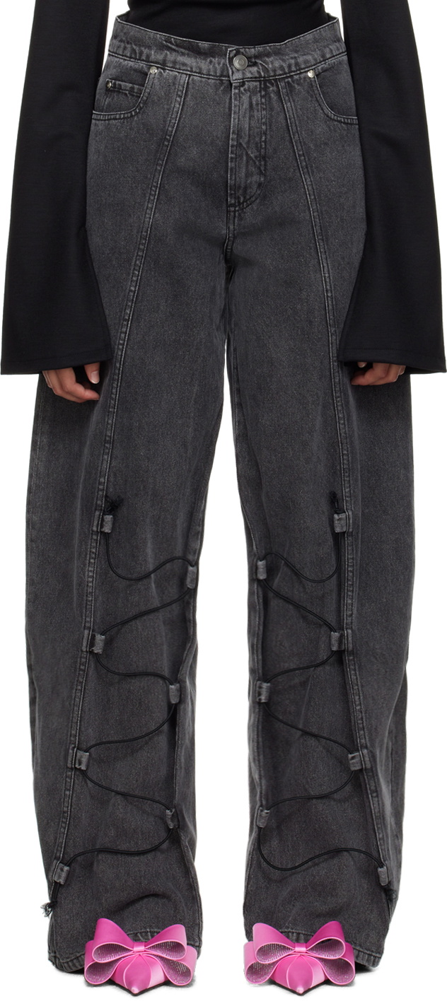 Jade Cropper Gray Drawstring Jeans