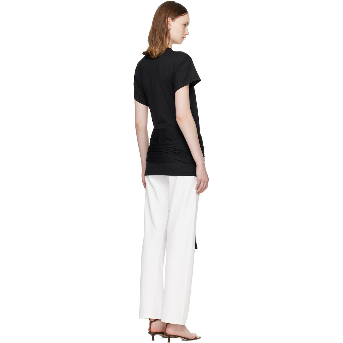 TOTEME Black Tie-Waist Jersey T-shirt