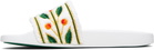 Casablanca White Embroidered Terry Slides
