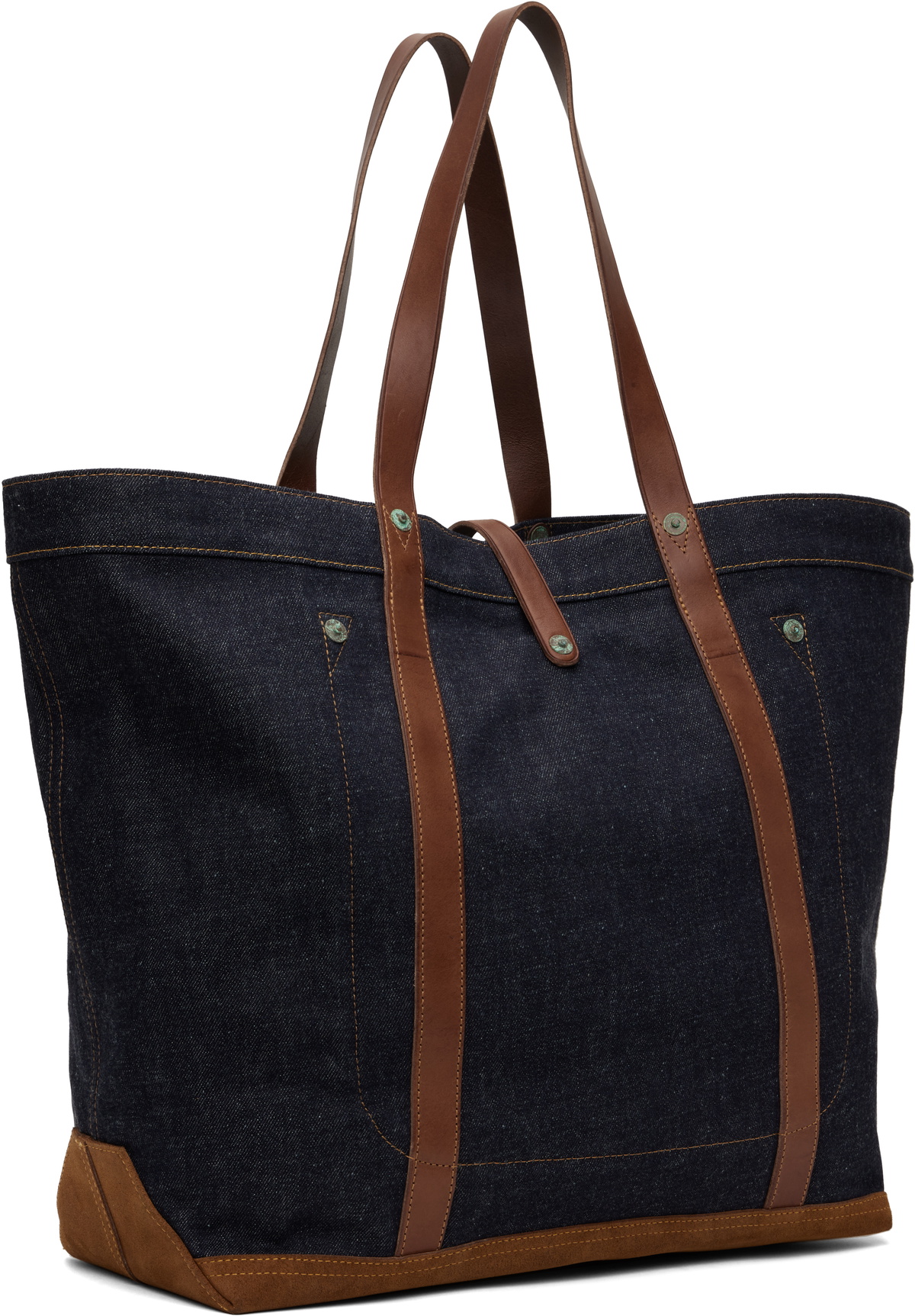 RRL Indigo Leather-Trim Denim Tote