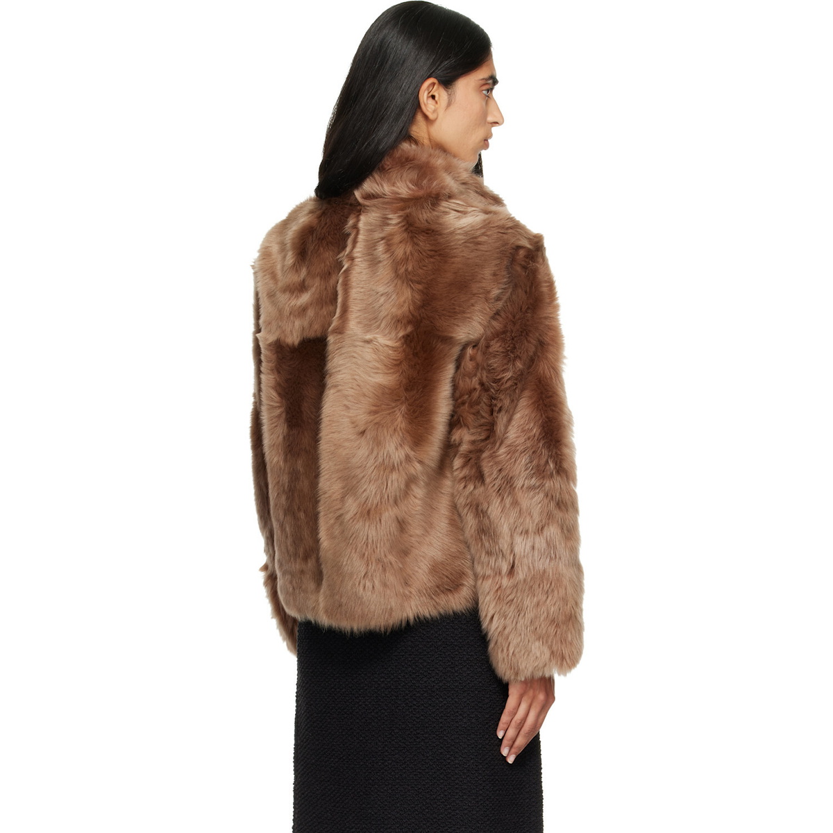 Yves Salomon Brown Lambskin Shearling Short Jacket