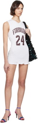 Conner Ives White Reconstituted Shirred Basketball Jersey Minidress