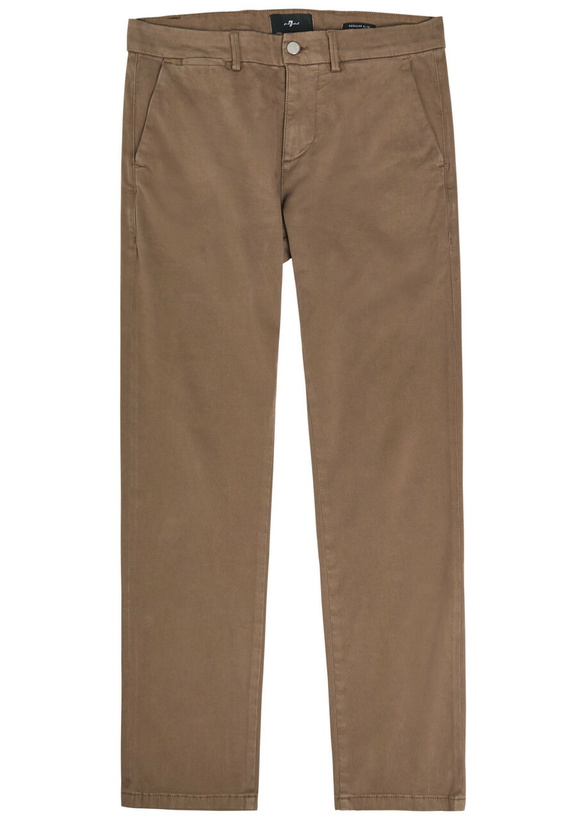 Photo: 7 For All Mankind Slimmy Chino Cotton-blend Trousers Brown