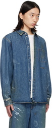 Helmut Lang Blue Painted Denim Shirt