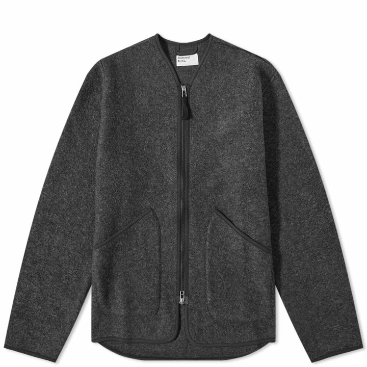 Photo: Universal Works Men's Chante Wool Zip Liner Jacket in Charcoal