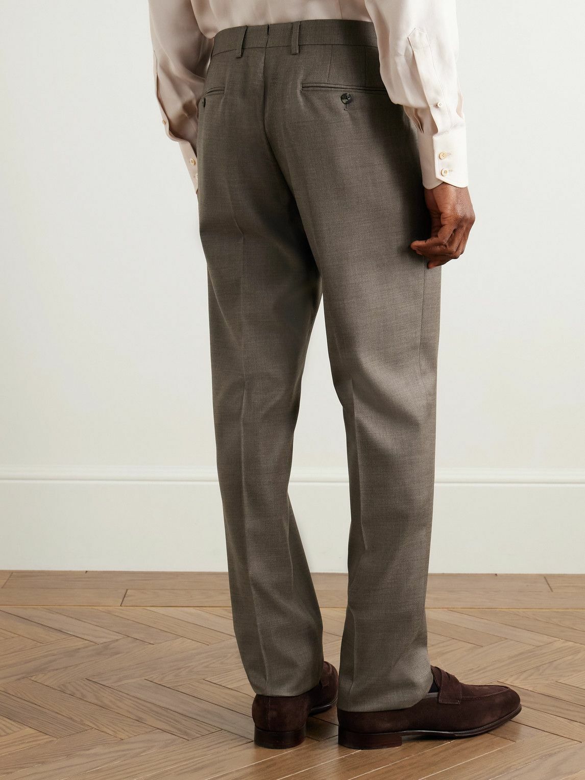 Caruso - Slim-Fit Wool-Twill Suit Trousers - Brown