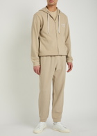 Emporio Armani Logo-appliquéd Piqué Cotton-blend Sweatpants Beige