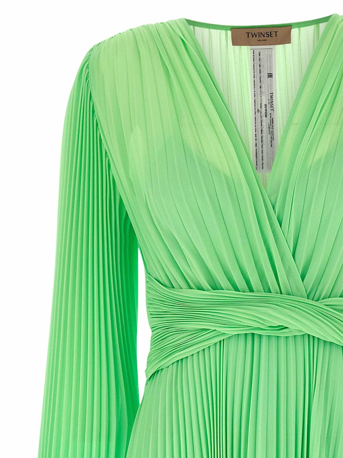 twinset green dress LAURALYN SILK DRESS, VILLA GREEN SILK BUBBLY CLIP – Palm Place main image 0