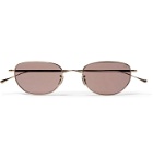 Eyevan 7285 - Oval-Frame Gold-Tone Titanium Sunglasses - Silver
