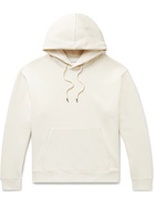 FRAME - Logo-Appliquéd Fleece-Back Cotton-Blend Jersey Hoodie - Neutrals