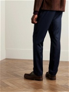De Bonne Facture - Straight-Leg Wool-Flannel Drawstring Trousers - Blue