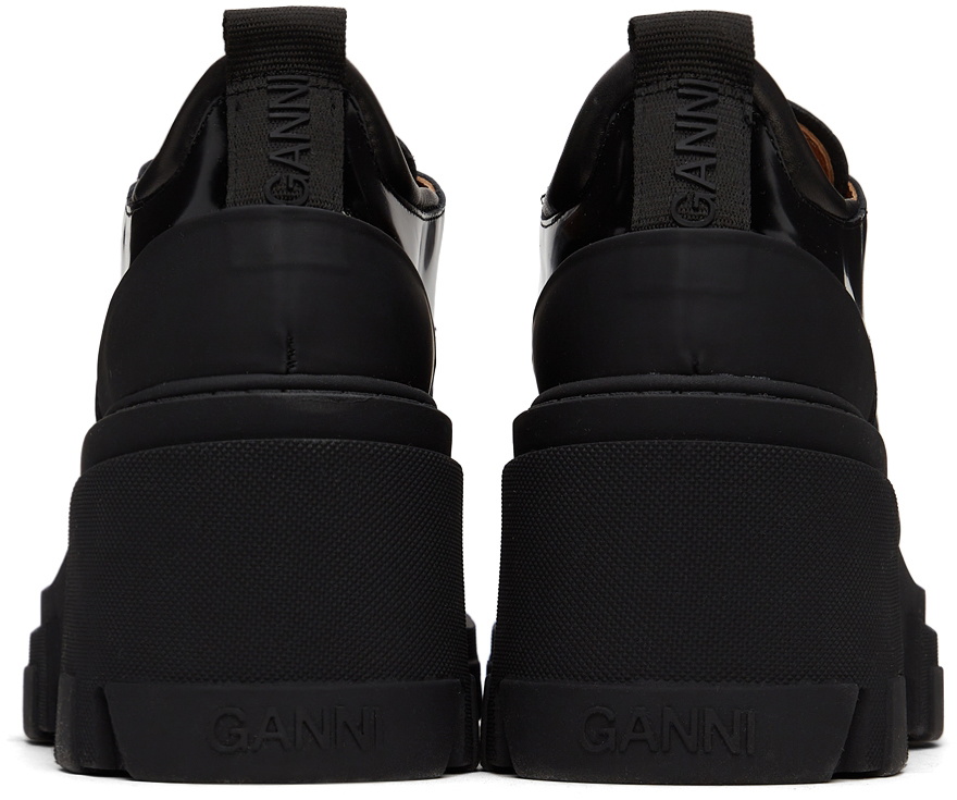 GANNI Black Leather Chunky Heeled Loafers GANNI