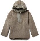 Fear of God - Oversized Faux Fur-Trimmed Fleece Hoodie - Brown