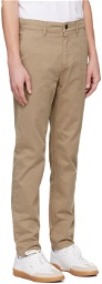 BOSS Taupe Slim-Fit Trousers