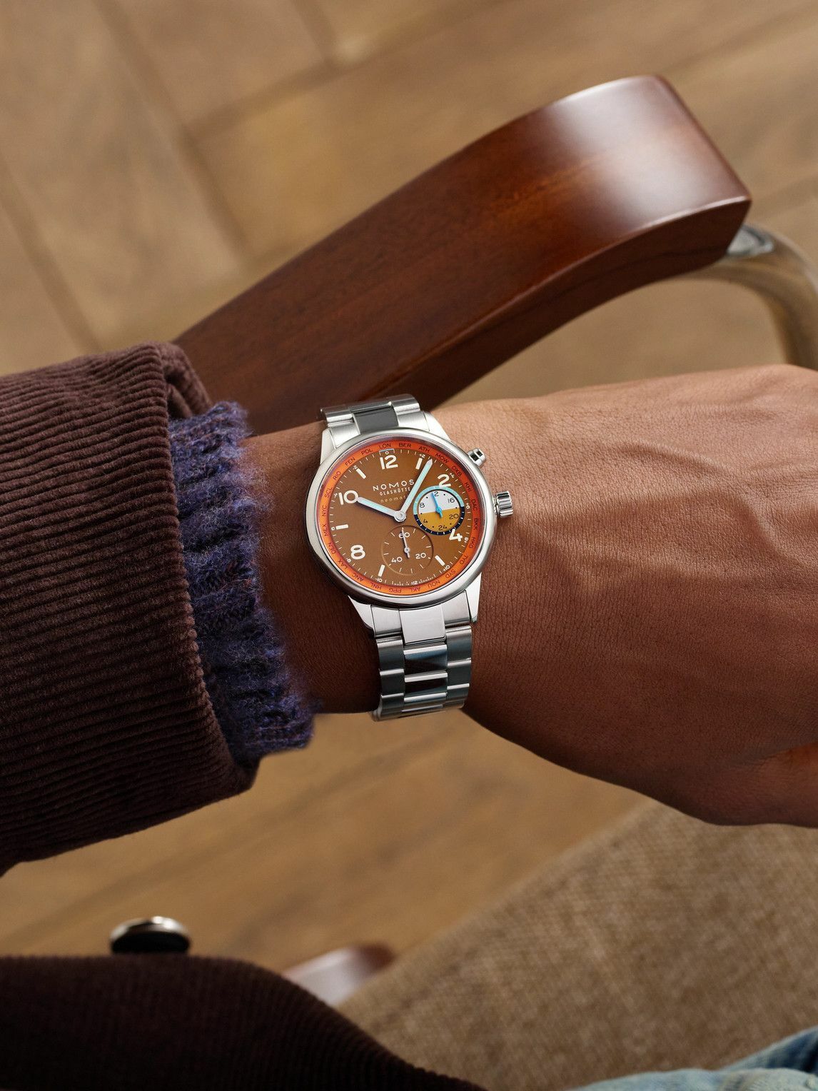 NOMOS Glashütte - Club Sport Neomatik Worldtimer Canyon Limited Edition Automatic 40mm Stainless Steel Watch, Ref. No. 790.S3