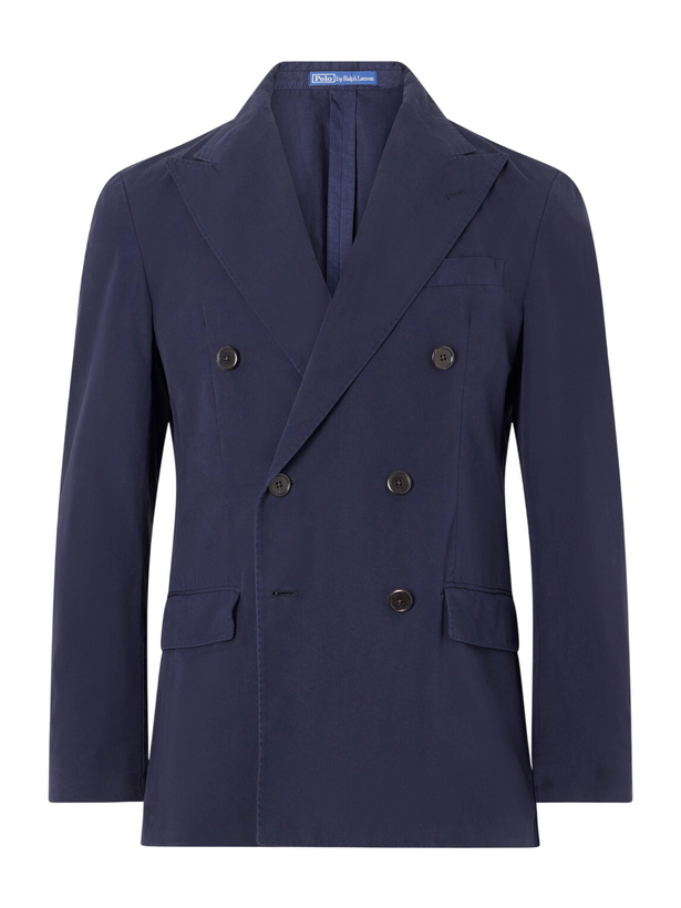 Photo: Polo Ralph Lauren - Double-Breasted Cotton-Canvas Suit Jacket - Blue