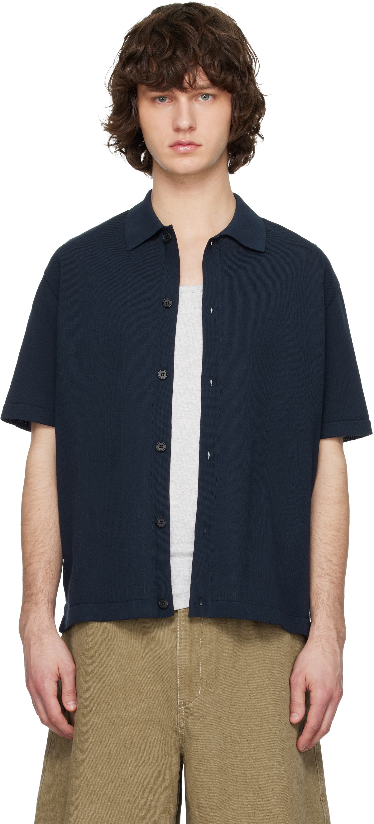 Solid Homme Navy Cotton Polo