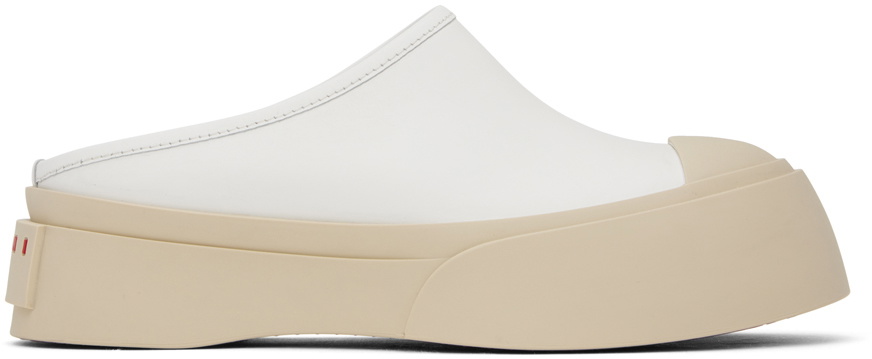 Marni White Leather Pablo Sabot Slippers