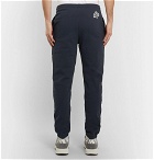 A.P.C. - Virgil Slim-Fit Tapered Logo-Print Loopback Cotton-Blend Jersey Sweatpants - Men - Navy