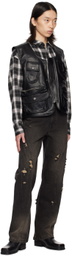 lesugiatelier Black Utility Pocket Faux-Leather Vest