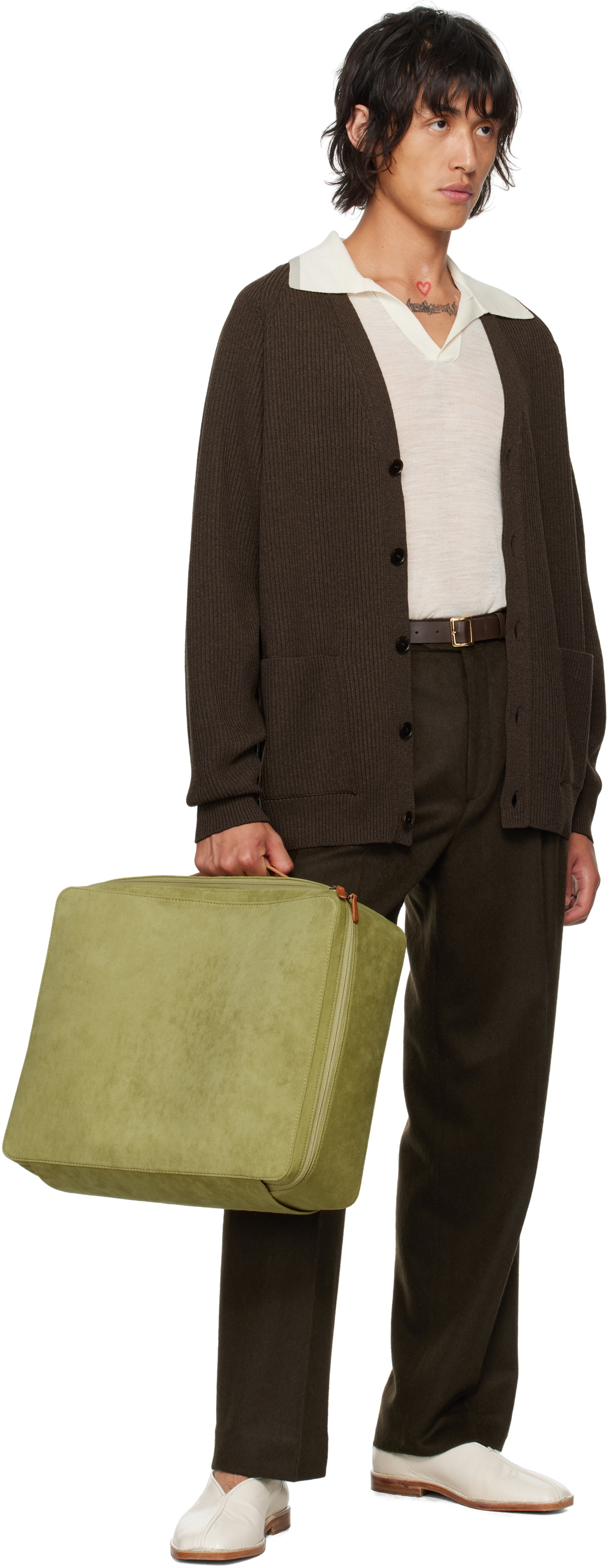 AURALEE Green Big Travel Bag Auralee