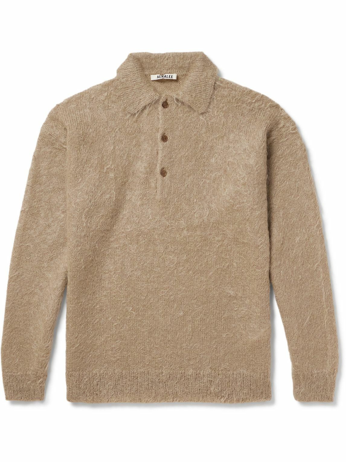 Auralee Men's Super Fine Cashmere Silk Knit Skipper Polo in Top