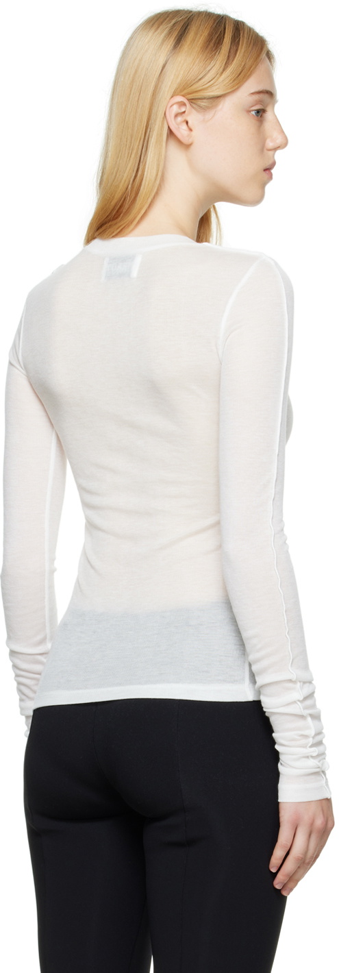 Birrot White Crewneck Long Sleeve T-Shirt