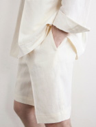 Rubinacci - Straight-Leg Pleated Cotton Shorts - White