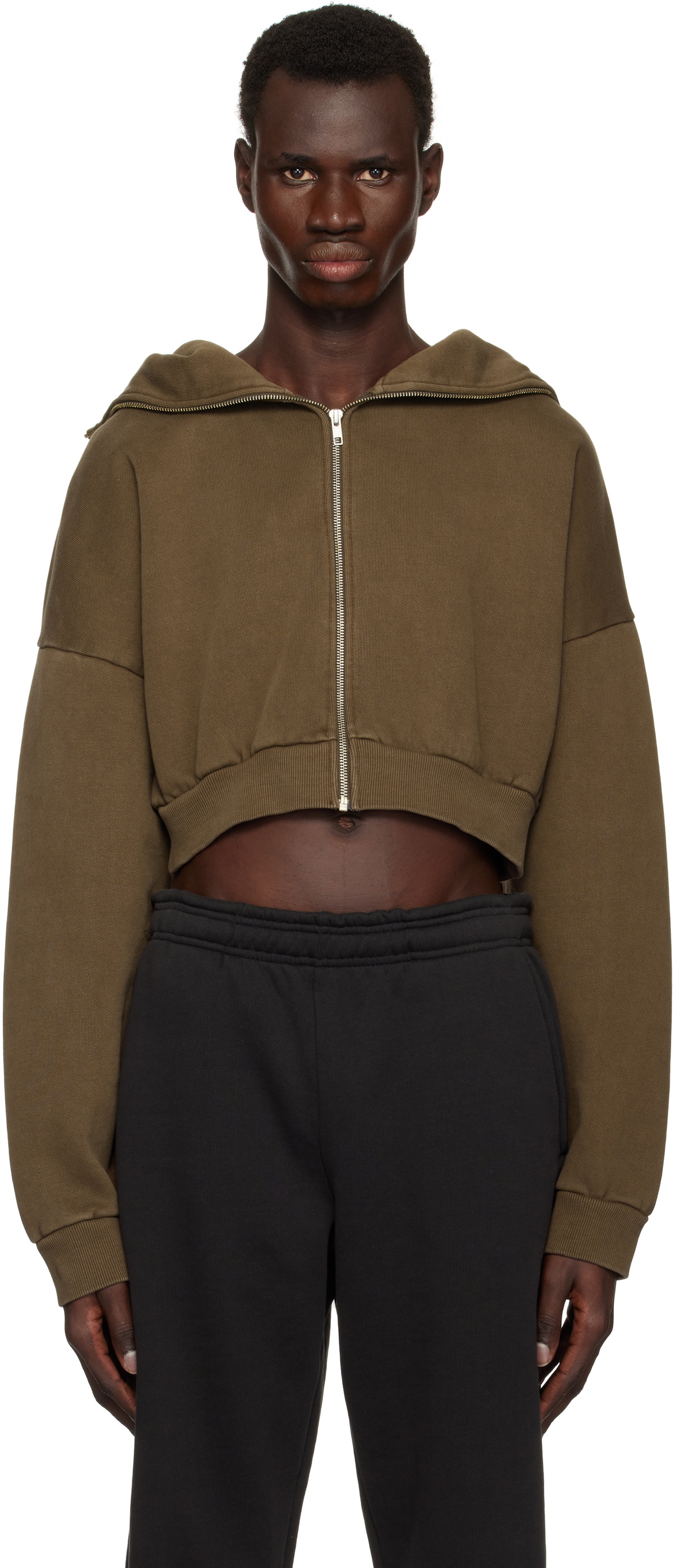 Entire Studios Black Cropped Full Zip Hoodie Entire Studios