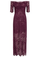 Rabanne Off-the-shoulder Lace Maxi Dress Purple