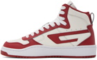 Diesel White & Red S-Ukiyo V2 Mid Sneakers
