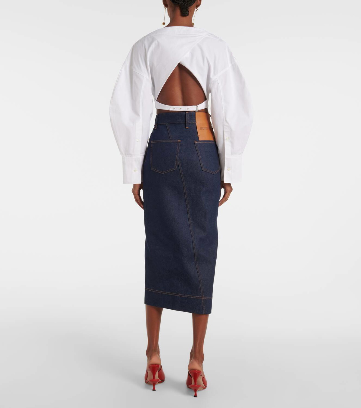 Jacquemus La Jupe de-Nîmes asymmetric denim midi skirt Jacquemus