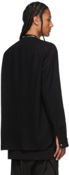 Rick Owens Black Wool Flannel Larry Zip Shirt