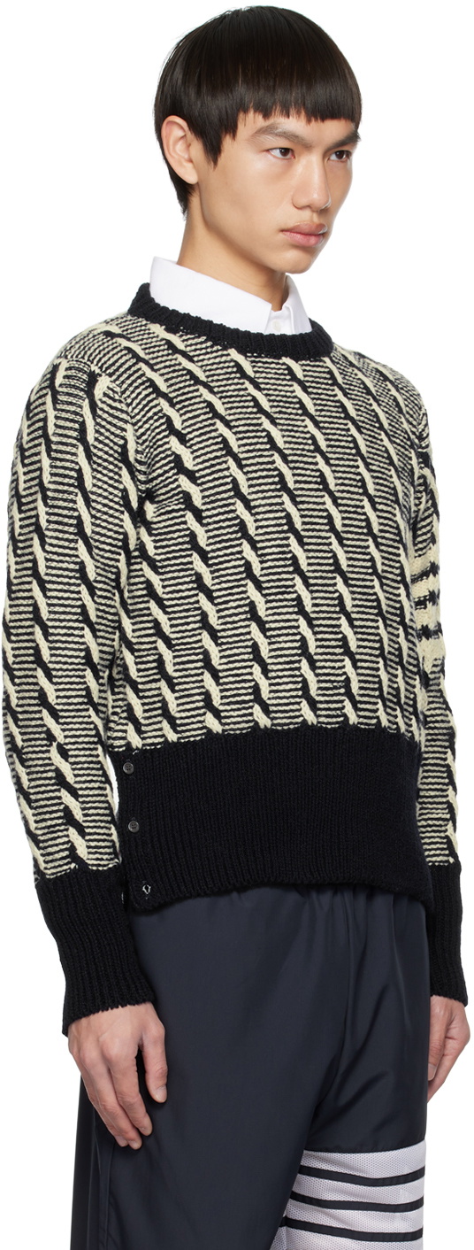 Thom Browne Navy 4-Bar Sweater