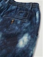 Universal Works - Wide-Leg Pleated Tie-Dyed Denim Shorts - Blue