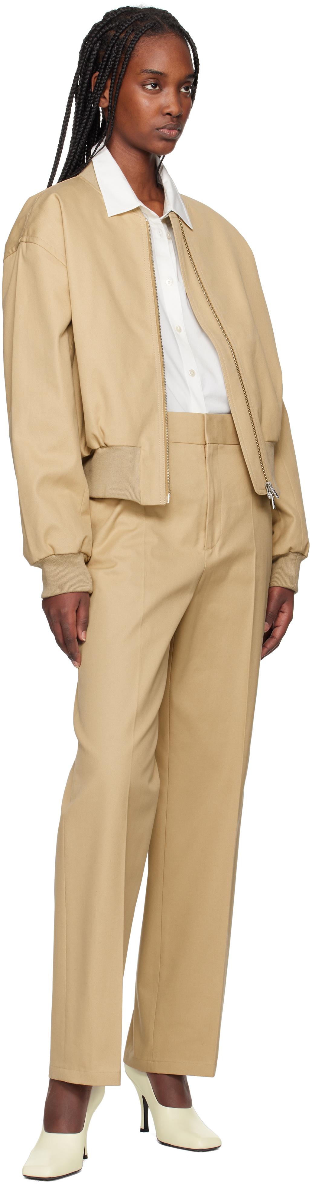 Filippa K Beige Tailored Cotton Trousers