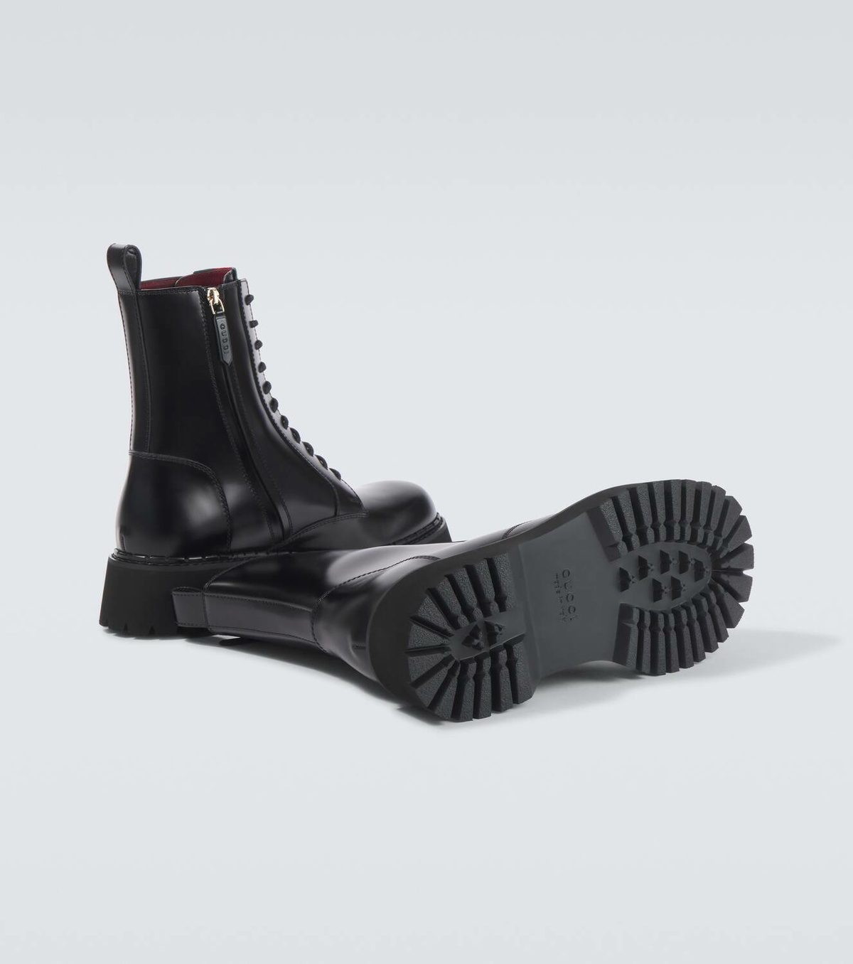 Gucci Web Stripe leather combat boots Gucci