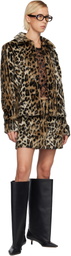 Anna Sui Beige & Black Leopard Faux-Fur Jacket