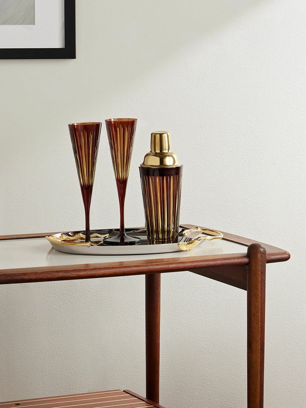 Photo: L'Objet - Prism Glass and Gold-Tone Cocktail Shaker