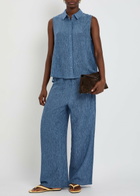 Eileen Fisher Crinkled Wide-leg Woven Trousers Blue