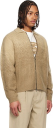 Dime Beige Mohair Double Zip Knit Sweater