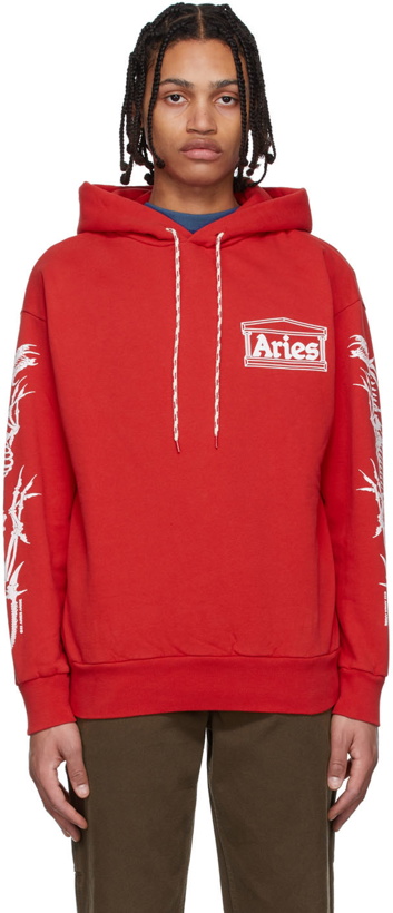Photo: Aries Red Cotton Hoodie